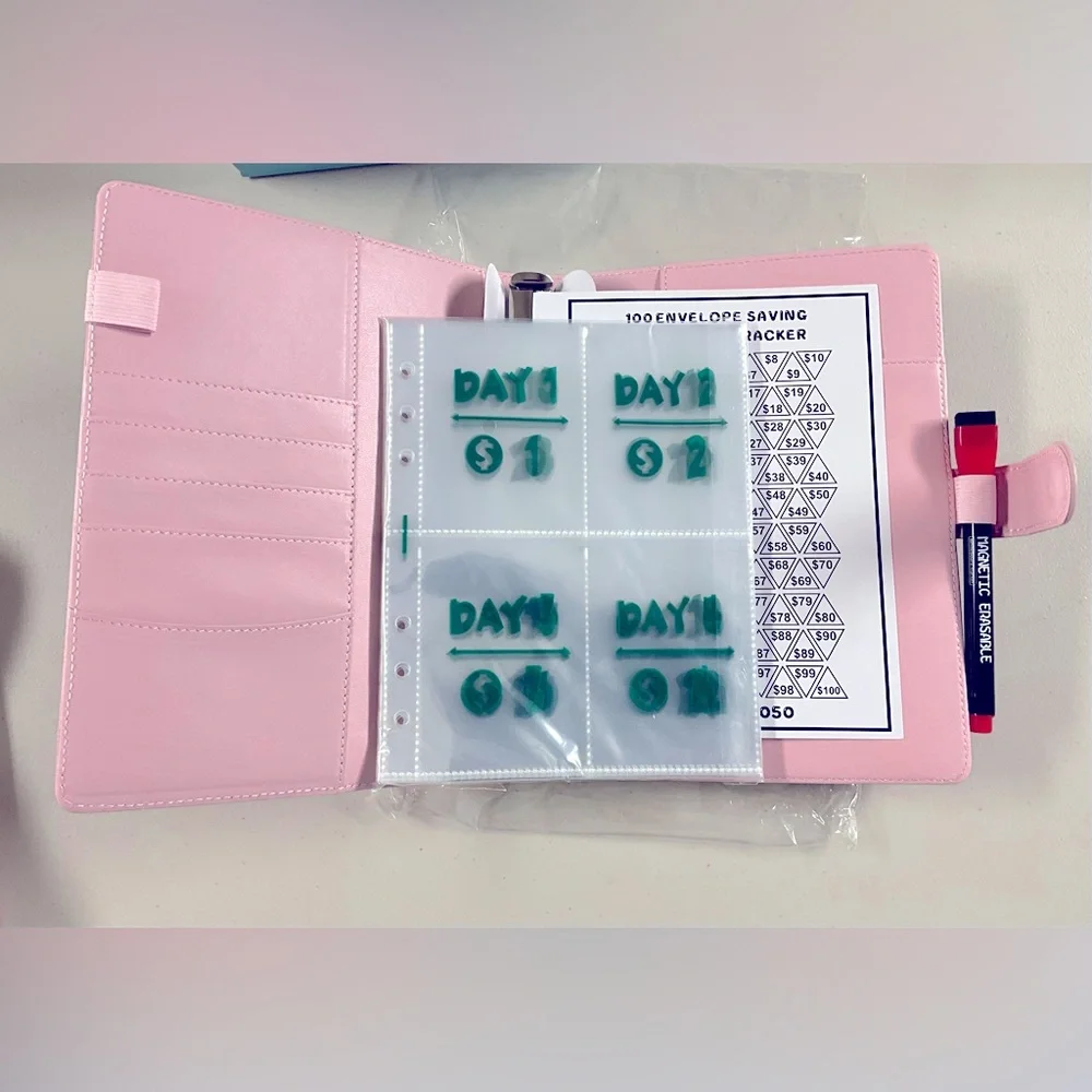 100 Envelopes Saving Challenge Binder With Erasable Marker